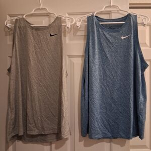 Lot of 2 The Nike Tee Dri-Fit Sleeveless Size XL Blue Grey